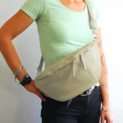 Toscanto Damen Gürteltasche Leder Tasche beige OTT820BI