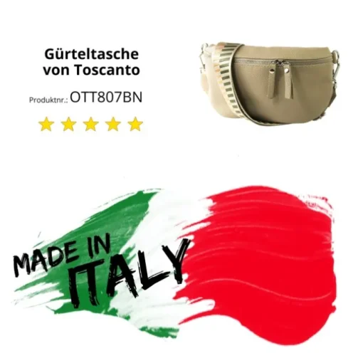 Toscanto Damen Gürteltasche Leder Tasche taupe beige OTT807BN