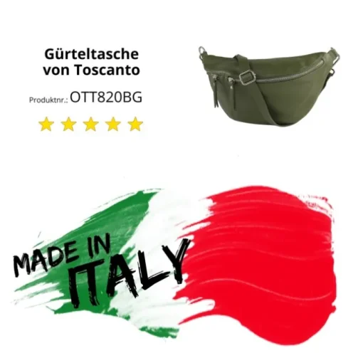 Toscanto Damen Gürteltasche Leder Tasche grün OTT820BG