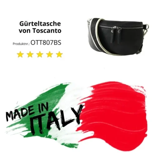 Toscanto Damen Gürteltasche Leder Tasche schwarz OTT807BS
