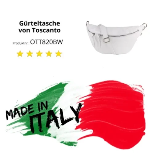 Toscanto Damen Gürteltasche Leder Tasche weiß OTT820BW