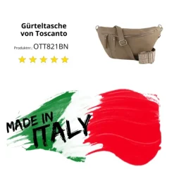 Toscanto Damen Gürteltasche Leder Tasche taupe beige OTT821BN