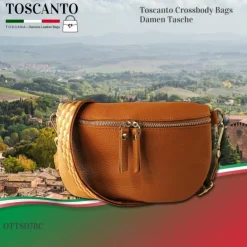 Toscanto Damen Gürteltasche Leder Tasche braun tan OTT807BC