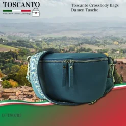 Toscanto Damen Gürteltasche Leder Tasche blau OTT807BF