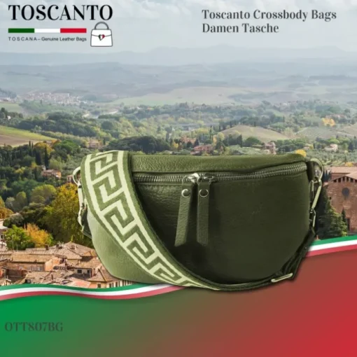 Toscanto Damen Gürteltasche Leder Tasche grün OTT807BG
