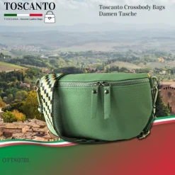 Toscanto Damen Gürteltasche Leder Tasche grün OTT807BL