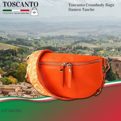 Toscanto Damen Gürteltasche Leder Tasche orange OTT807BO