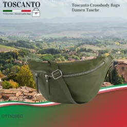 Toscanto Damen Gürteltasche Leder Tasche grün OTT820BG