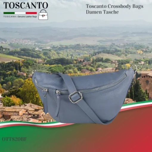 Toscanto Damen Gürteltasche Leder Tasche blau OTT820BF
