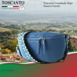 Toscanto Damen Gürteltasche Leder Tasche blau OTT807BM