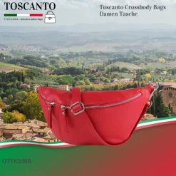 Toscanto Damen Gürteltasche Leder Tasche rot OTT820BR