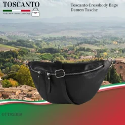 Toscanto Damen Gürteltasche Leder Tasche schwarz OTT820BS