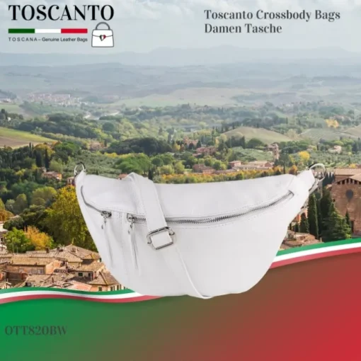 Toscanto Damen Gürteltasche Leder Tasche weiß OTT820BW