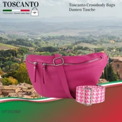 Toscanto Damen Gürteltasche Leder Tasche pink OTT821BP