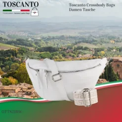 Toscanto Damen Gürteltasche Leder Tasche weiß OTT821BW