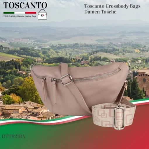 Toscanto Damen Gürteltasche Leder Tasche rosa OTT821BA