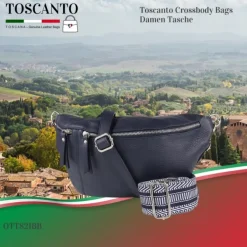 Toscanto Damen Gürteltasche Leder Tasche dunkelblau OTT821BB