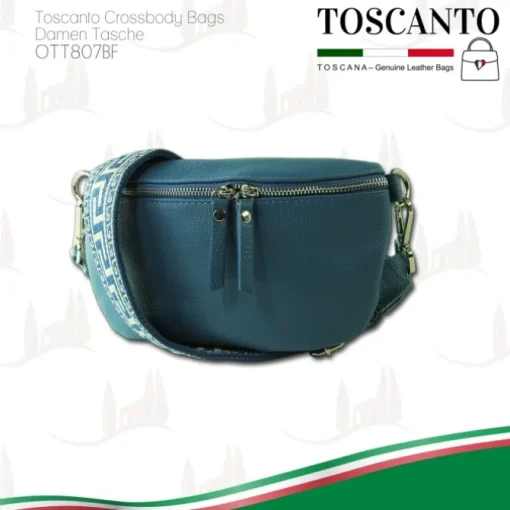 Toscanto Damen Gürteltasche Leder Tasche blau OTT807BF