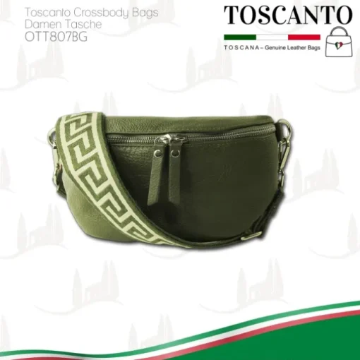 Toscanto Damen Gürteltasche Leder Tasche grün OTT807BG