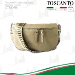 Toscanto Damen Gürteltasche Leder Tasche taupe beige OTT807BN
