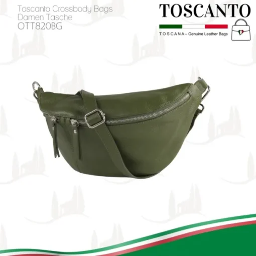 Toscanto Damen Gürteltasche Leder Tasche grün OTT820BG