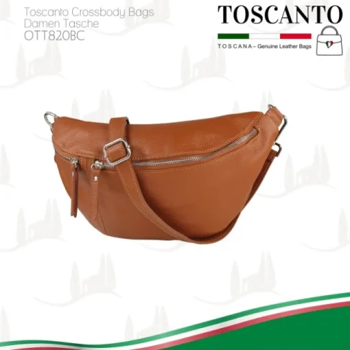 Toscanto Damen Gürteltasche Leder Tasche braun tan OTT820BC