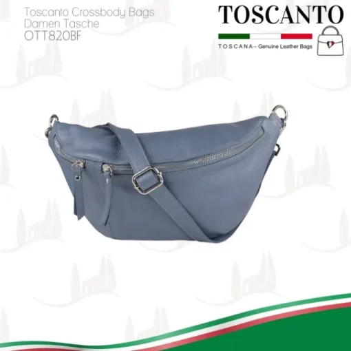 Toscanto Damen Gürteltasche Leder Tasche blau OTT820BF