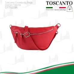 Toscanto Damen Gürteltasche Leder Tasche rot OTT820BR