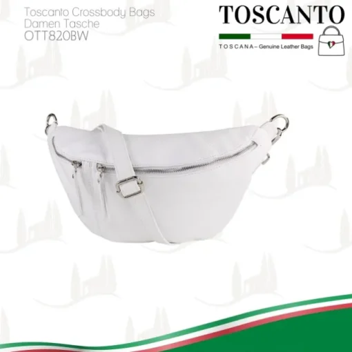 Toscanto Damen Gürteltasche Leder Tasche weiß OTT820BW