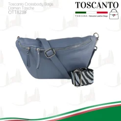 Toscanto Damen Gürteltasche Leder Tasche blau OTT821BF