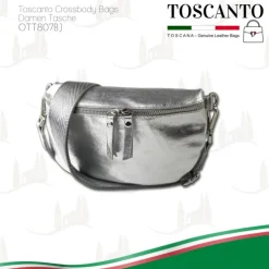 Toscanto Damen Gürteltasche Leder Tasche silber OTT807BJ