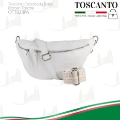 Toscanto Damen Gürteltasche Leder Tasche weiß OTT821BW