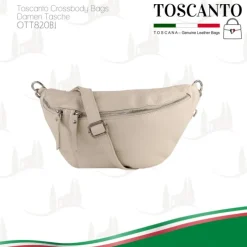 Toscanto Damen Gürteltasche Leder Tasche beige OTT820BI