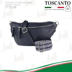 Toscanto Damen Gürteltasche Leder Tasche dunkelblau OTT821BB