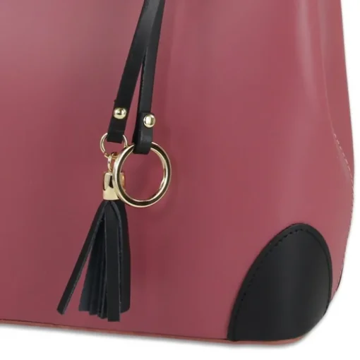 Toscanto Damen Handtasche Leder Tasche altrosa schwarz OTT156HA