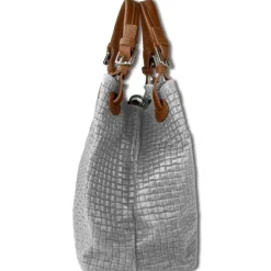 Toscanto Damen Handtasche Leder Tasche grau braun OTT164HK