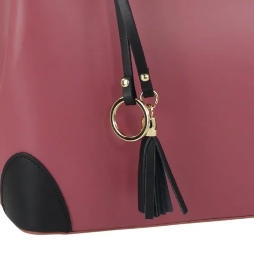 Toscanto Damen Handtasche Leder Tasche altrosa schwarz OTT156HA