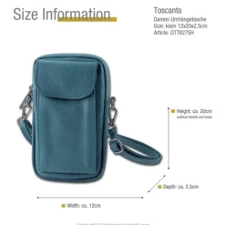 Toscanto Damen Handtasche Leder Tasche hellblau OTT827SH