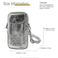 Toscanto Damen Handtasche Leder Tasche silber OTT827SJ