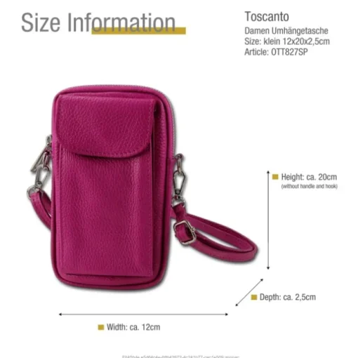 Toscanto Damen Handtasche Leder Tasche pink OTT827SP