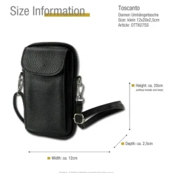 Toscanto Damen Handtasche Leder Tasche schwarz OTT827SS