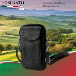Toscanto Damen Handtasche Leder Tasche schwarz OTT827SS