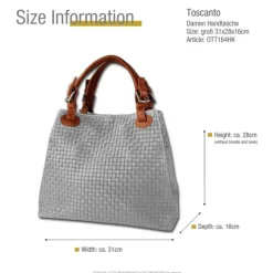 Toscanto Damen Handtasche Leder Tasche grau braun OTT164HK