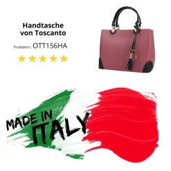 Toscanto Damen Handtasche Leder Tasche altrosa schwarz OTT156HA