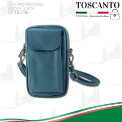 Toscanto Damen Handtasche Leder Tasche hellblau OTT827SH