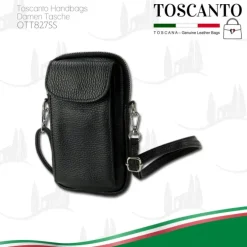 Toscanto Damen Handtasche Leder Tasche schwarz OTT827SS