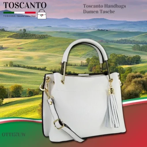 Toscanto Damen Handtasche Leder Tasche weiß OTT157UW