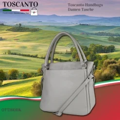 Toscanto Damen Handtasche Leder Tasche hellgrau OTT160HK