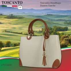 Toscanto Damen Handtasche Leder Tasche beige tan OTT156HC
