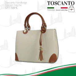 Toscanto Damen Handtasche Leder Tasche beige tan OTT156HC